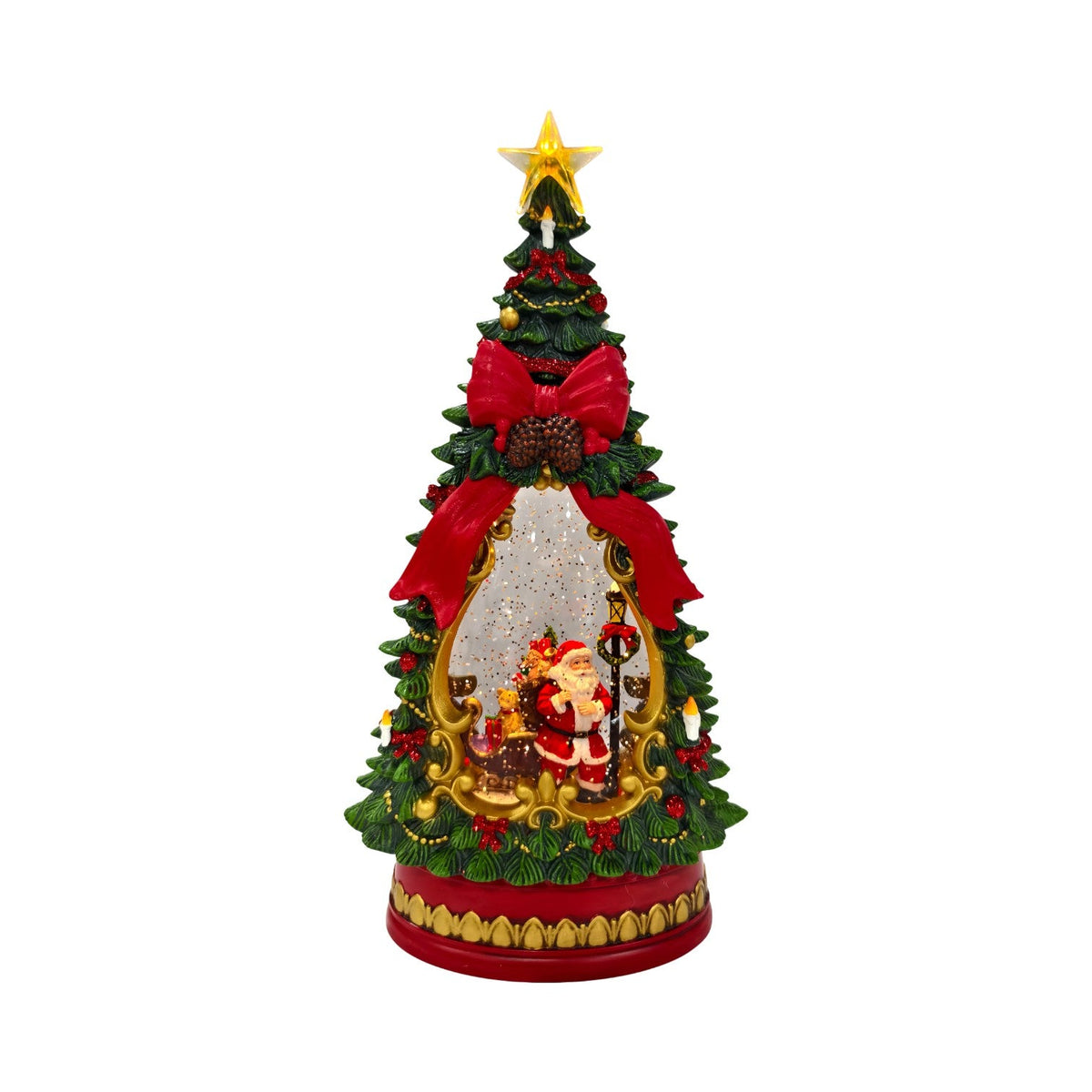 Christmas Tree Water Spinner with Santa Scene