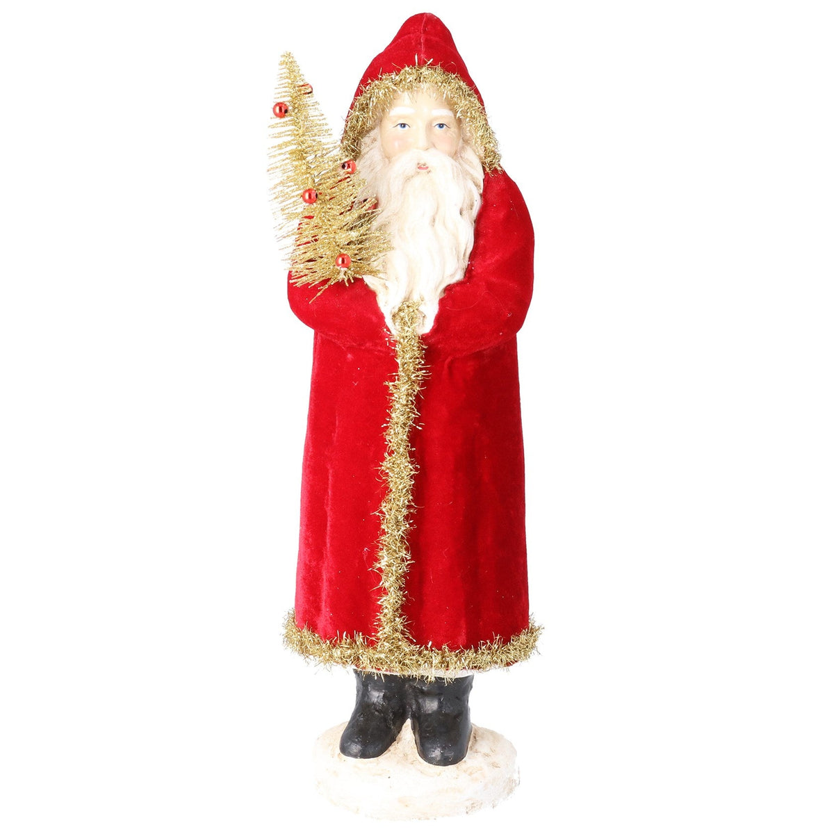 Traditional Paper Mache Santa Christmas Ornament