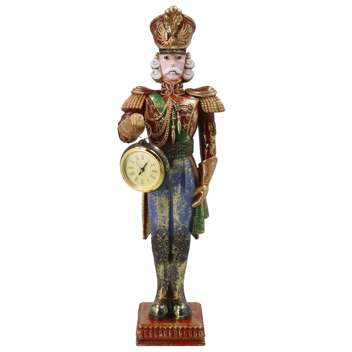 Vintage Style Resin Christmas Nutcracker with Watch