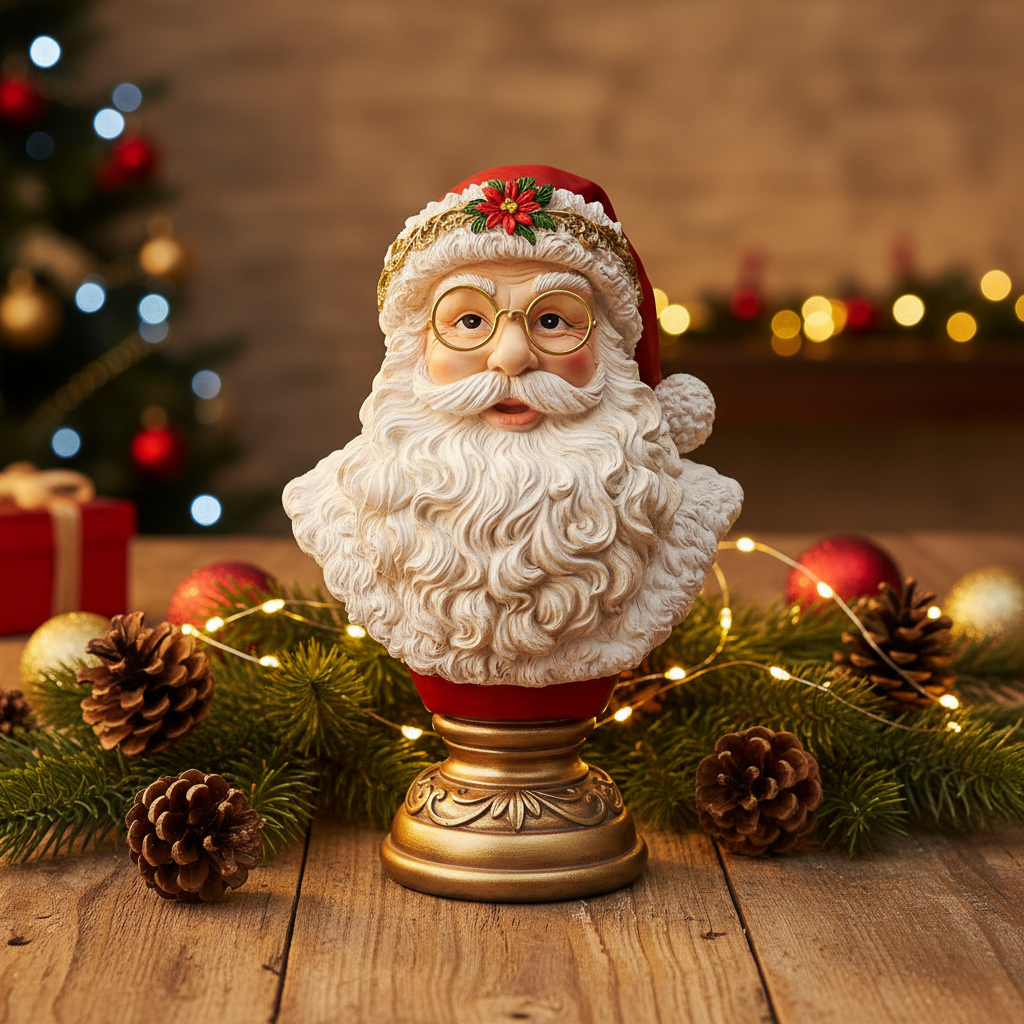 Resin Santa Bust Christmas Ornament