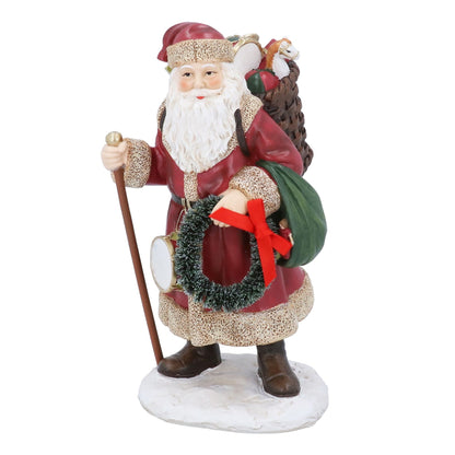 Santa Christmas Ornament with Wreath and Sack