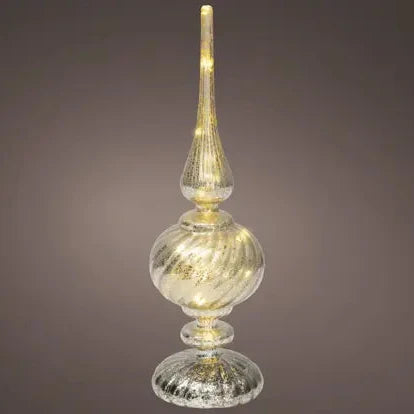 Silver Glass Finial Micro LED Christmas Table Decoration