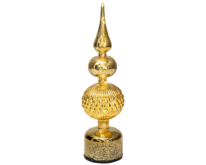 Gold Glass Finial Micro LED Rotating Christmas Table Decoration