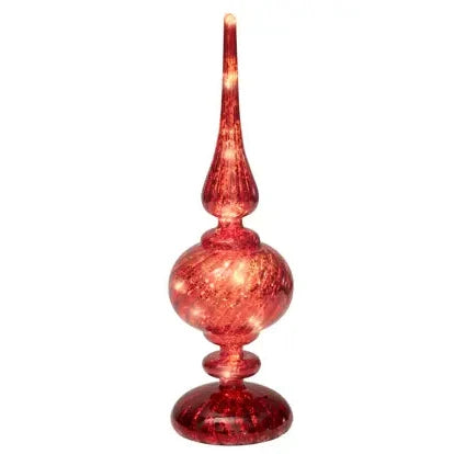 Red Glass Finial Micro LED Christmas Table Decoration