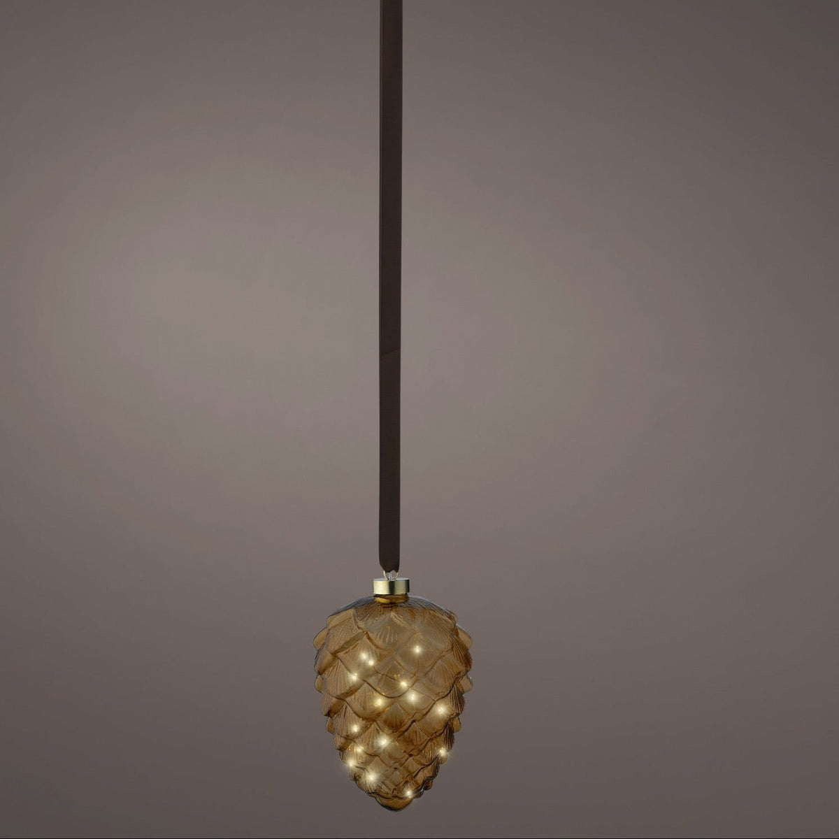 Lumineo Micro LED Brown Glass Pinecone Christmas Decoration