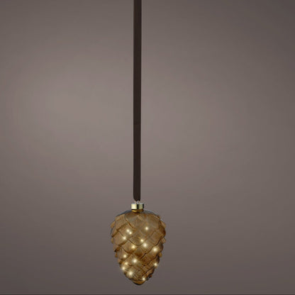 Lumineo Micro LED Brown Glass Pinecone Christmas Decoration