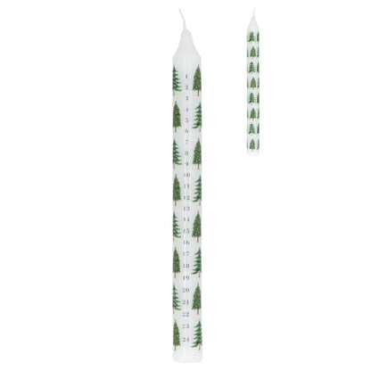 Wax Advent Dinner Candle with Christmas Trees Pattern