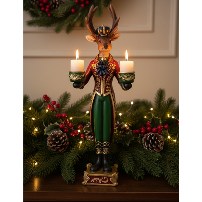 Vintage Style Noble Stag Christmas Candle Holder
