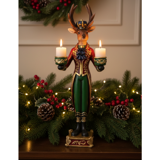 Vintage Style Noble Stag Christmas Candle Holder