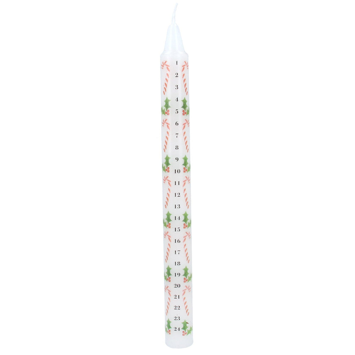 Candy Cane and Holly Advent Taper Christmas Candle