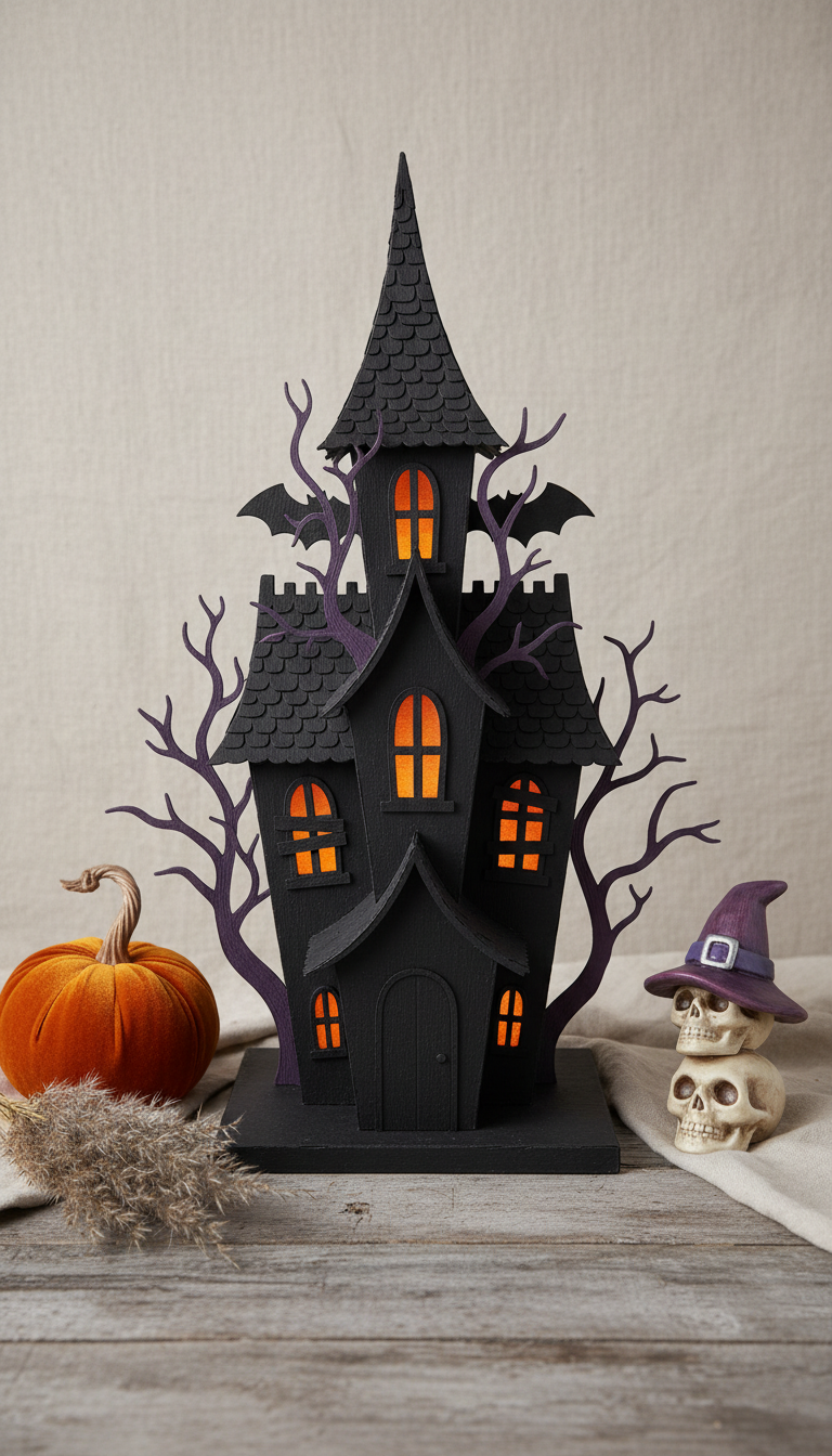 Shadow Black Haunted House Centerpiece