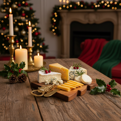 Christmas Tree Wooden Chopping Board with Bottle Opener and Cheese Knife