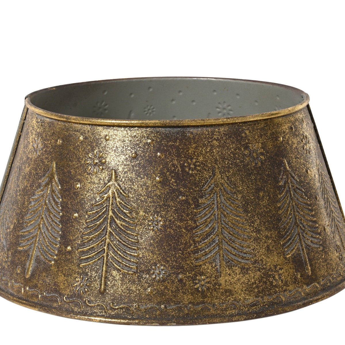 Tree Design Bronze Antique Metal Christmas Tree Skirt Collapsible 57cm