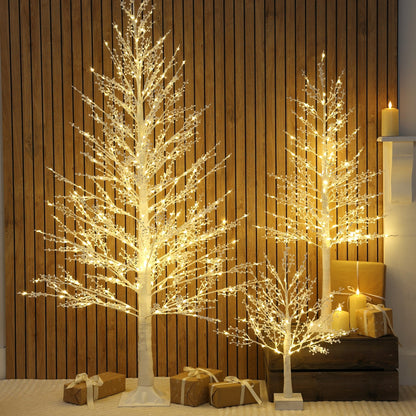 1.2M White Mini Berry Christmas Twig Tree with Warm White Lights