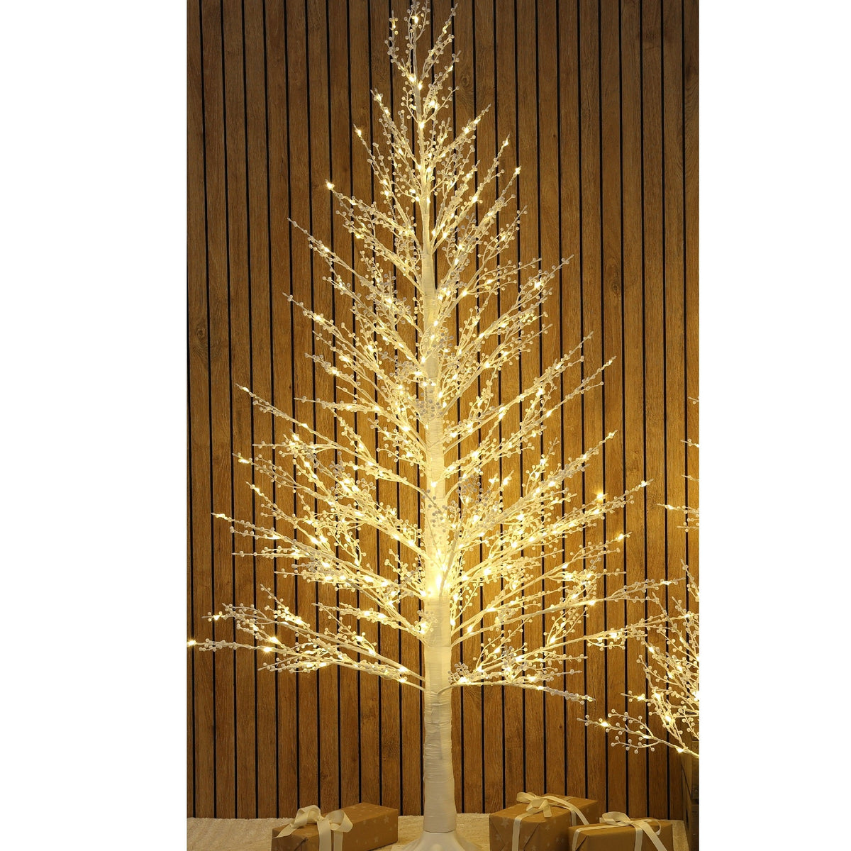 1.8M White Mini Berry Christmas Twig Tree with Warm White Lights