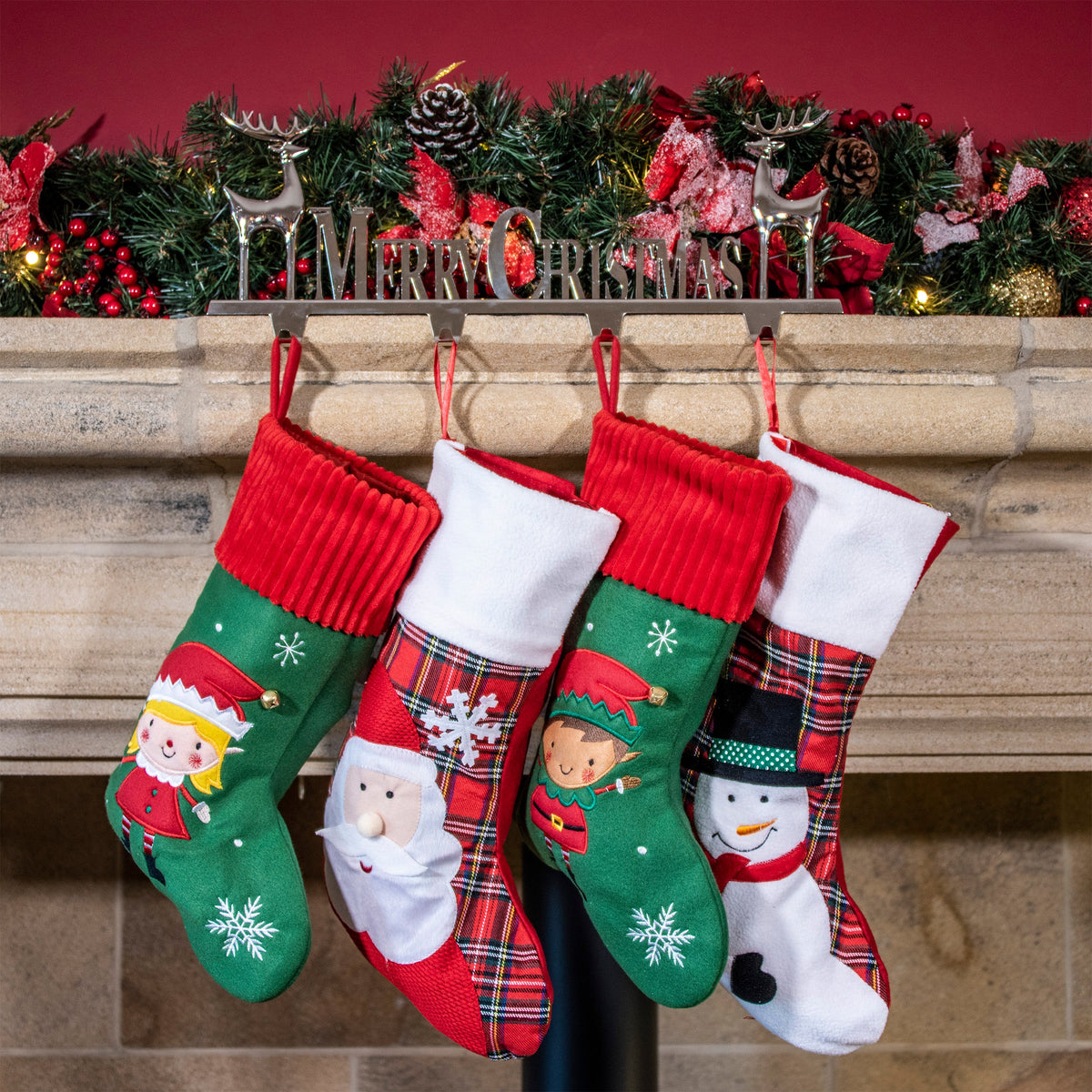 Giant Merry Christmas 4 Hook Stocking Hanger