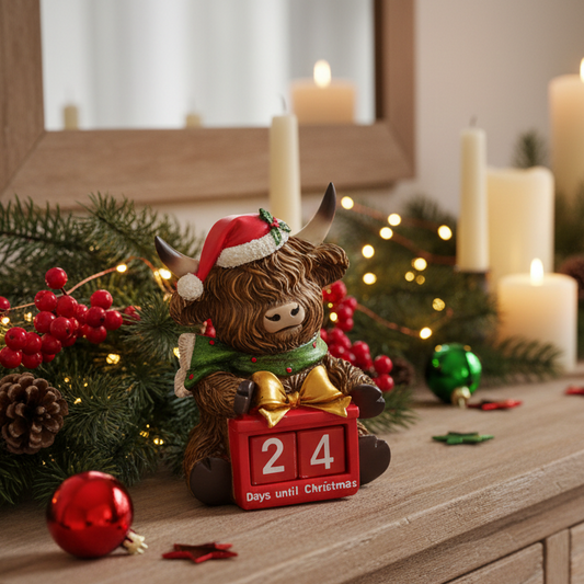 Christmas Highland Cow Countdown Advent Ornament