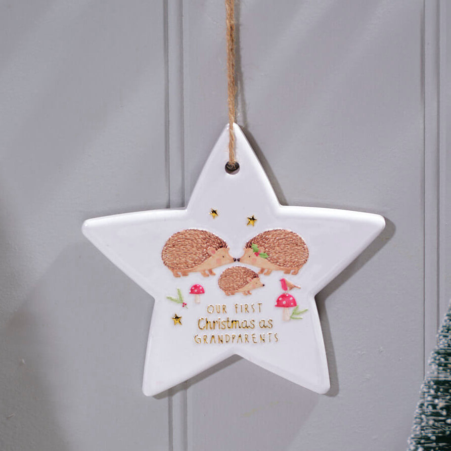 Our First Christmas as Grandparents Ceramic Star Hanging Ornament
