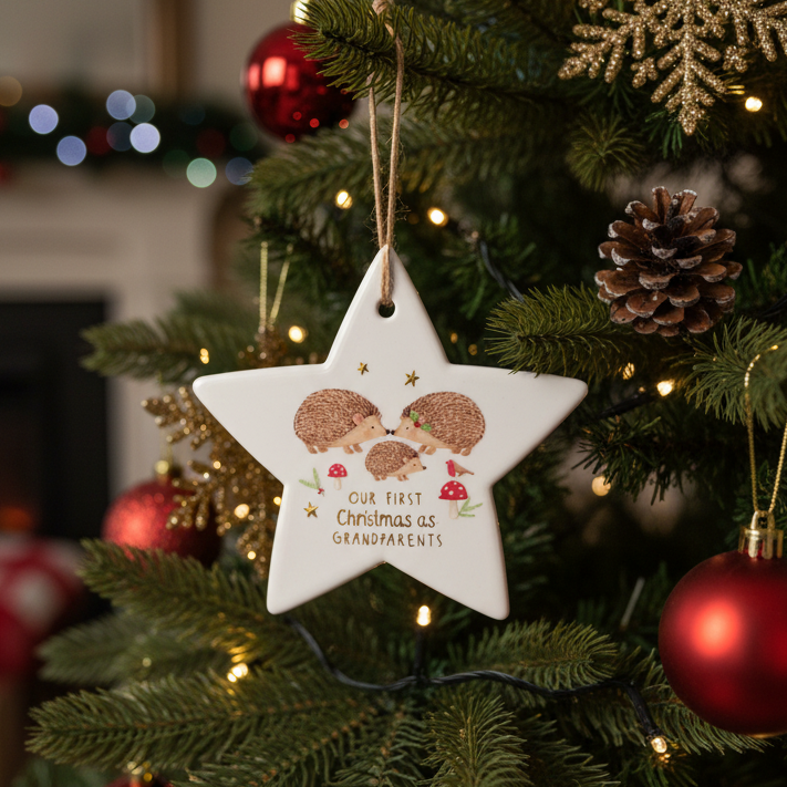 Our First Christmas as Grandparents Ceramic Star Hanging Ornament