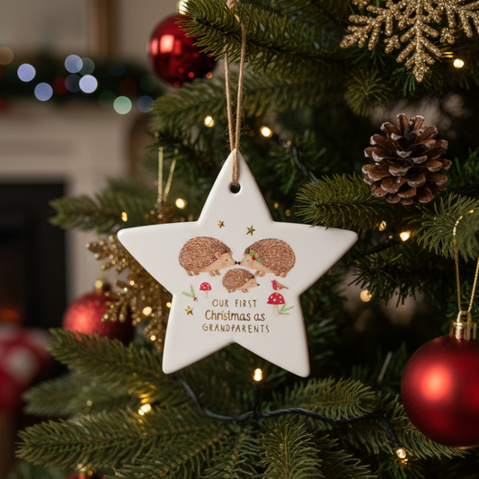 Our First Christmas as Grandparents Ceramic Star Hanging Ornament