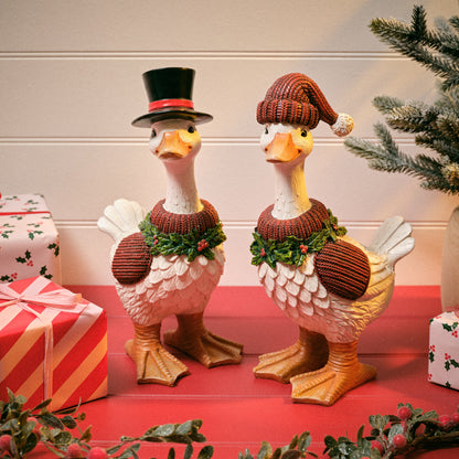 Resin Christmas Duck Ornament with Top Hat