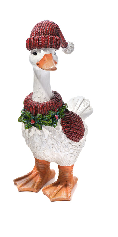 Resin Christmas Duck Ornament with Santa Hat
