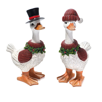 Resin Christmas Duck Ornament with Santa Hat