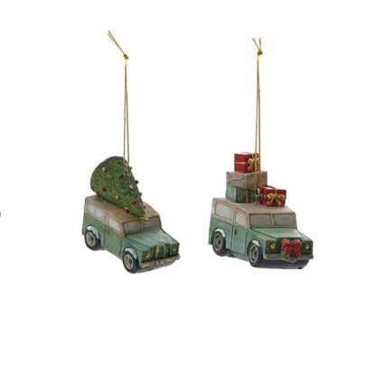 Hanging Land Rover with Tree or Presents Christmas Tree Decorations