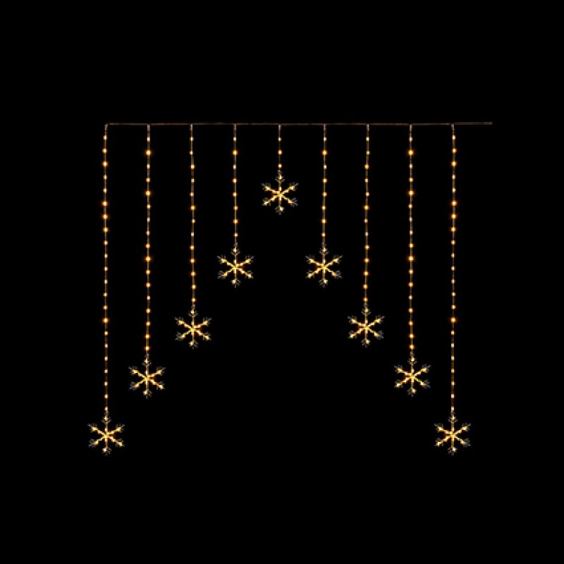 1.2 x 1.2m Warm White LED Flexibright Snowflake Christmas V Curtain Lights