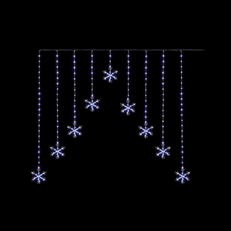1.2 x 1.2m White LED Flexibright Snowflake Christmas V Curtain Lights