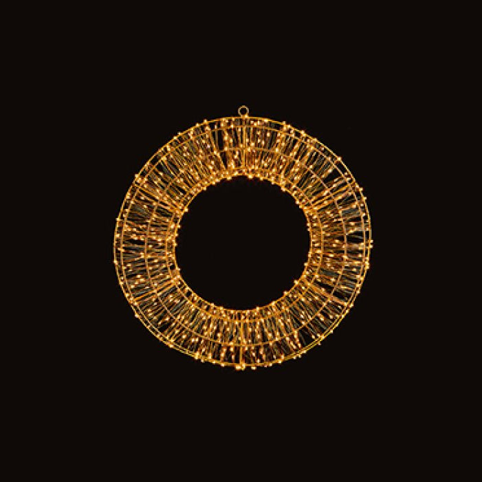 Rose Gold Wreath with Warm White Twinkling LEDs