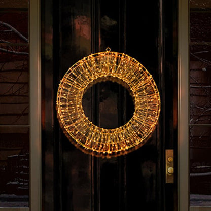 Rose Gold Wreath with Warm White Twinkling LEDs