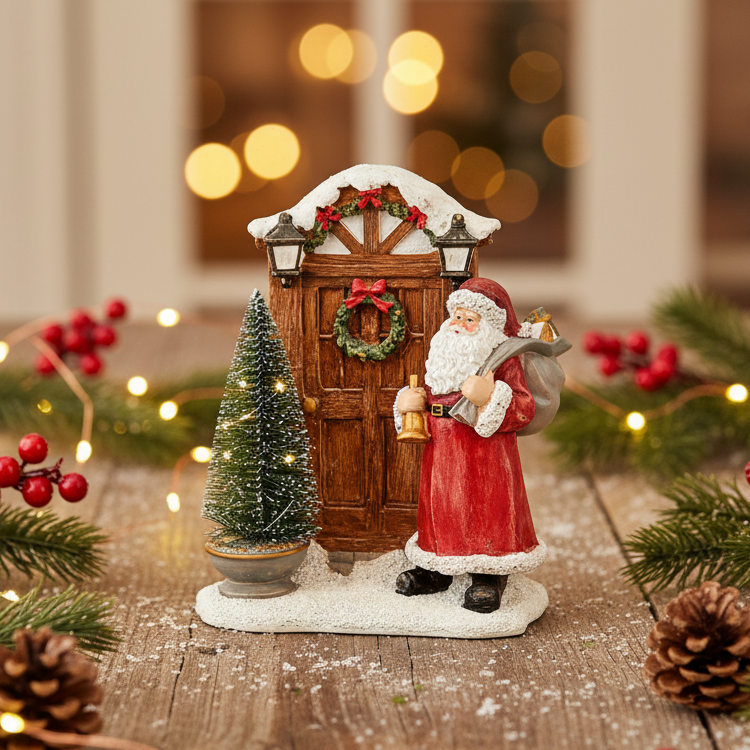 Santa and Tree Door Scene Christmas Decoration