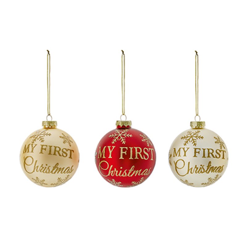My First Christmas 8cm Glass Bauble