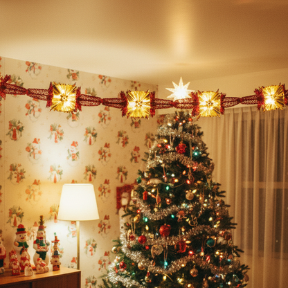 Red and Gold 4 Section Retro Foil Christmas Garland