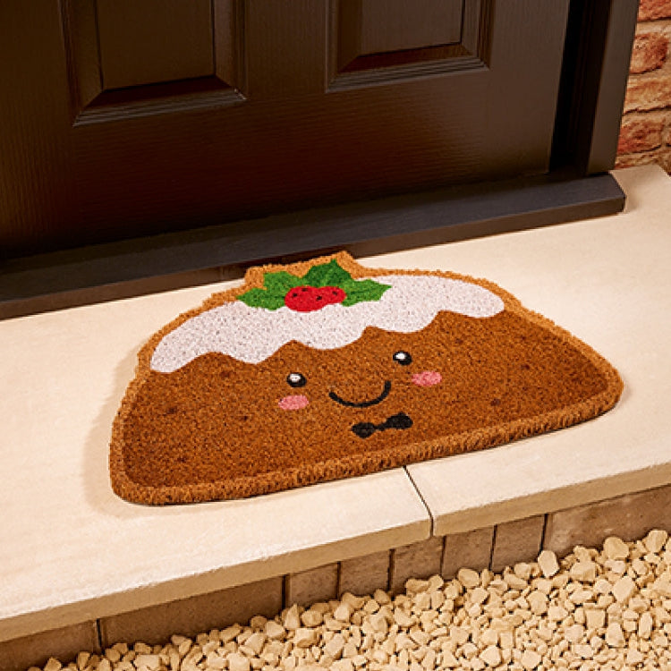 Christmas Pudding Shaped Festive Door Mat