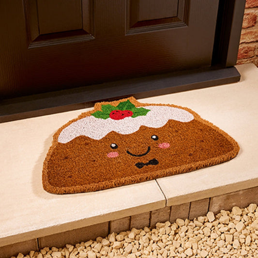 Christmas Pudding Shaped Festive Door Mat