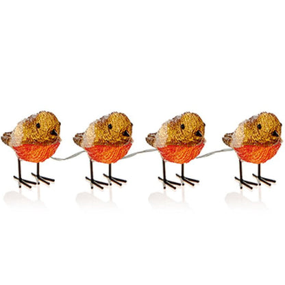 Set of 4 Battery Operated Lit Acrylic Robins