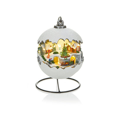 Musical Lit Half Ball with Rotating Train Christmas Scene Decoration