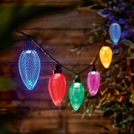 10 Multi Coloured Large Pine Cone Connectable String Lights