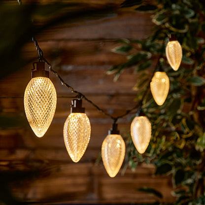 10 Warm White Large Pine Cone Connectable Christmas String Lights