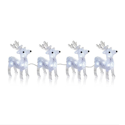 Set of 4 White LED Acrylic Reindeer Christmas Lights