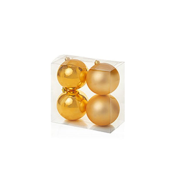 Set of 4 10cm Gold Shatterproof Christmas Baubles
