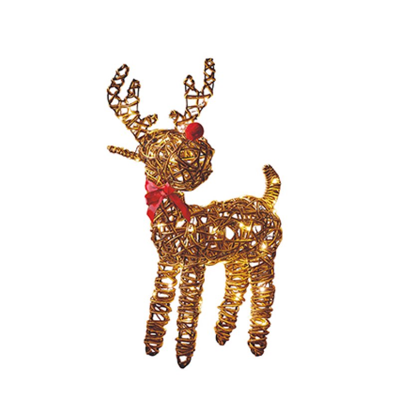 67cm Battery Operated Big Nose Wicker Reindeer