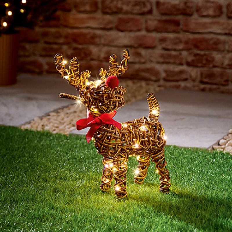Battery Operated Big Nose Wicker Reindeer