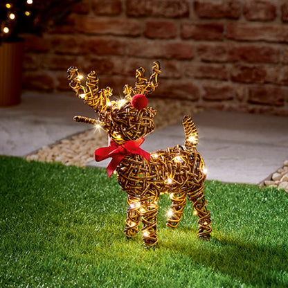 Battery Operated Big Nose Wicker Reindeer