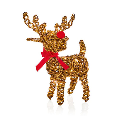 Battery Operated Big Nose Wicker Reindeer