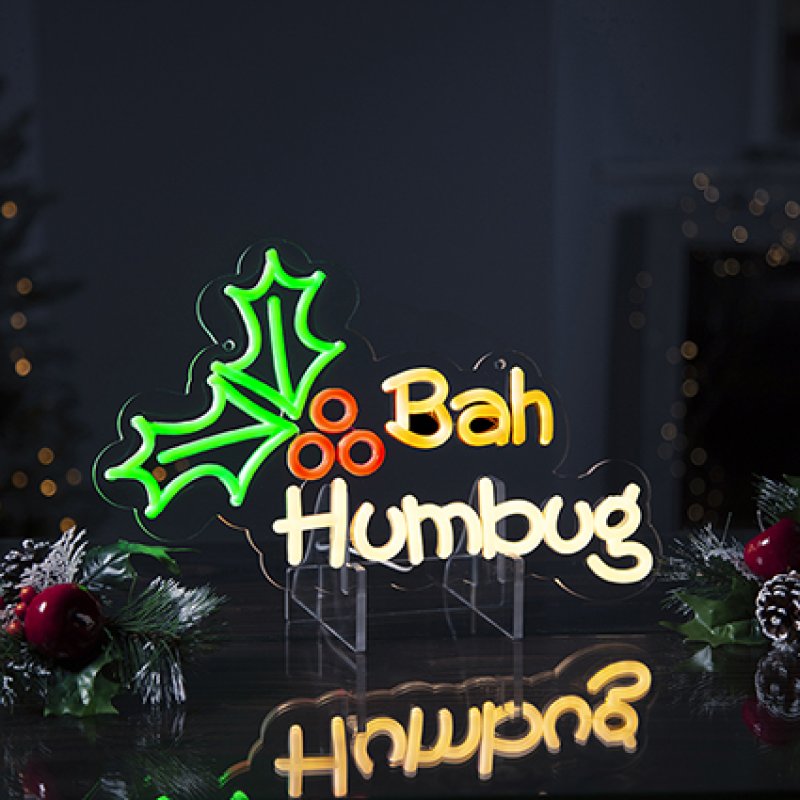 Neon Bah Humbug Hanging LED Christmas Sign