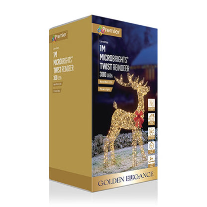 1m LED Golden Elegance Twist Standing Christmas Reindeer