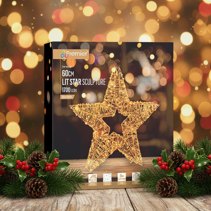 Rose Gold Star with Twinkling Warm White LEDs